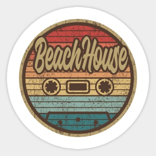 Beach House Retro Cassette Circle Sticker